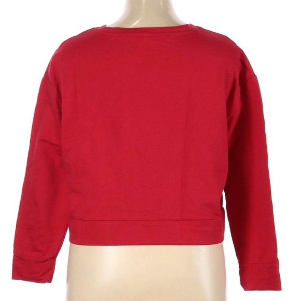 XOXO Juniors Red Crop Rhinestone Sweatshirt - Picture 2 of 3